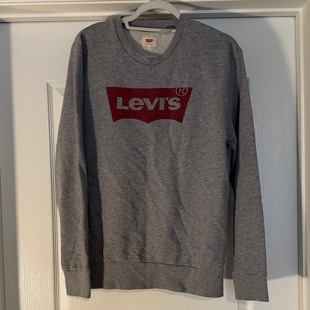 Levi's Red Logo Gray Crewneck Sweater